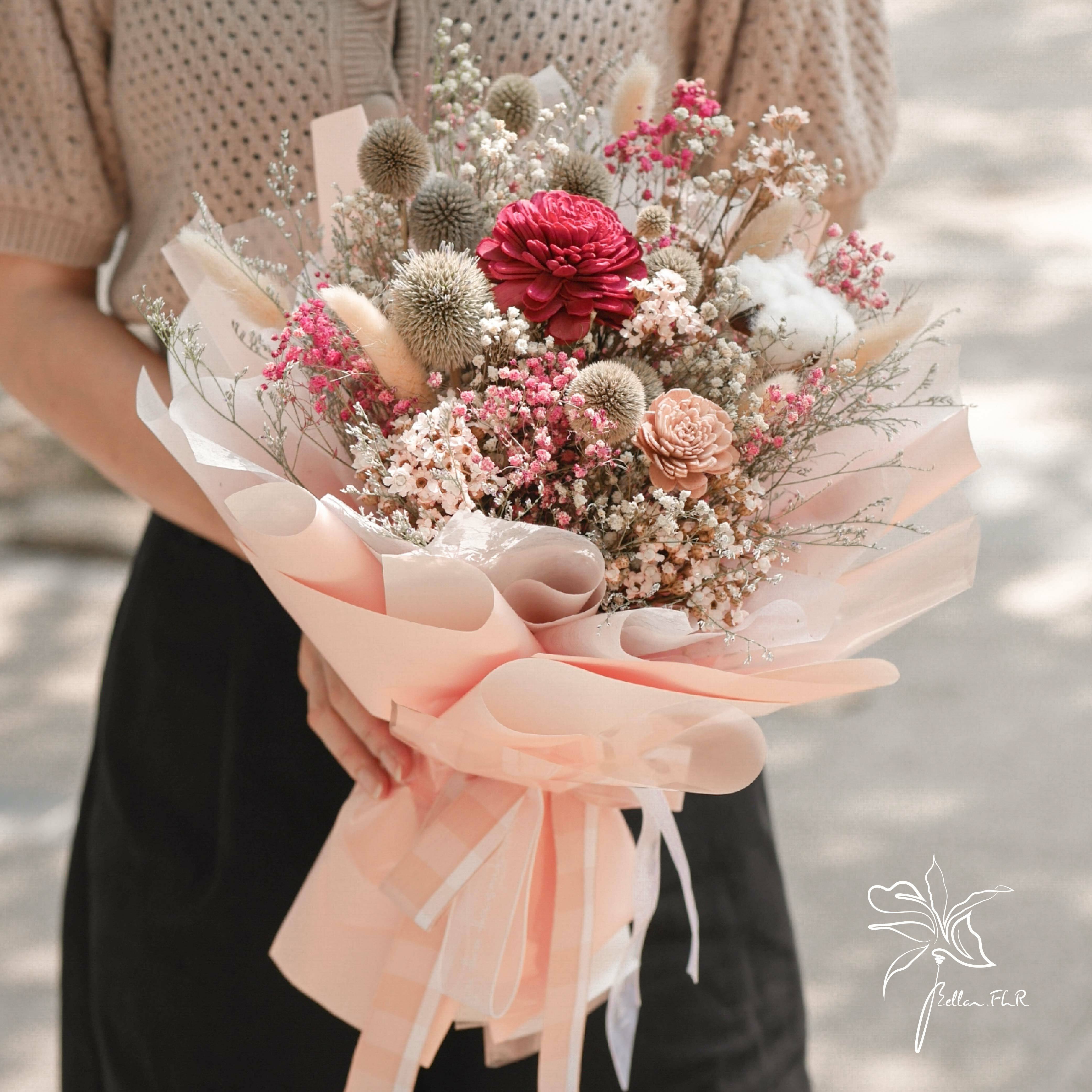 【粉色少女心】小型乾燥花束