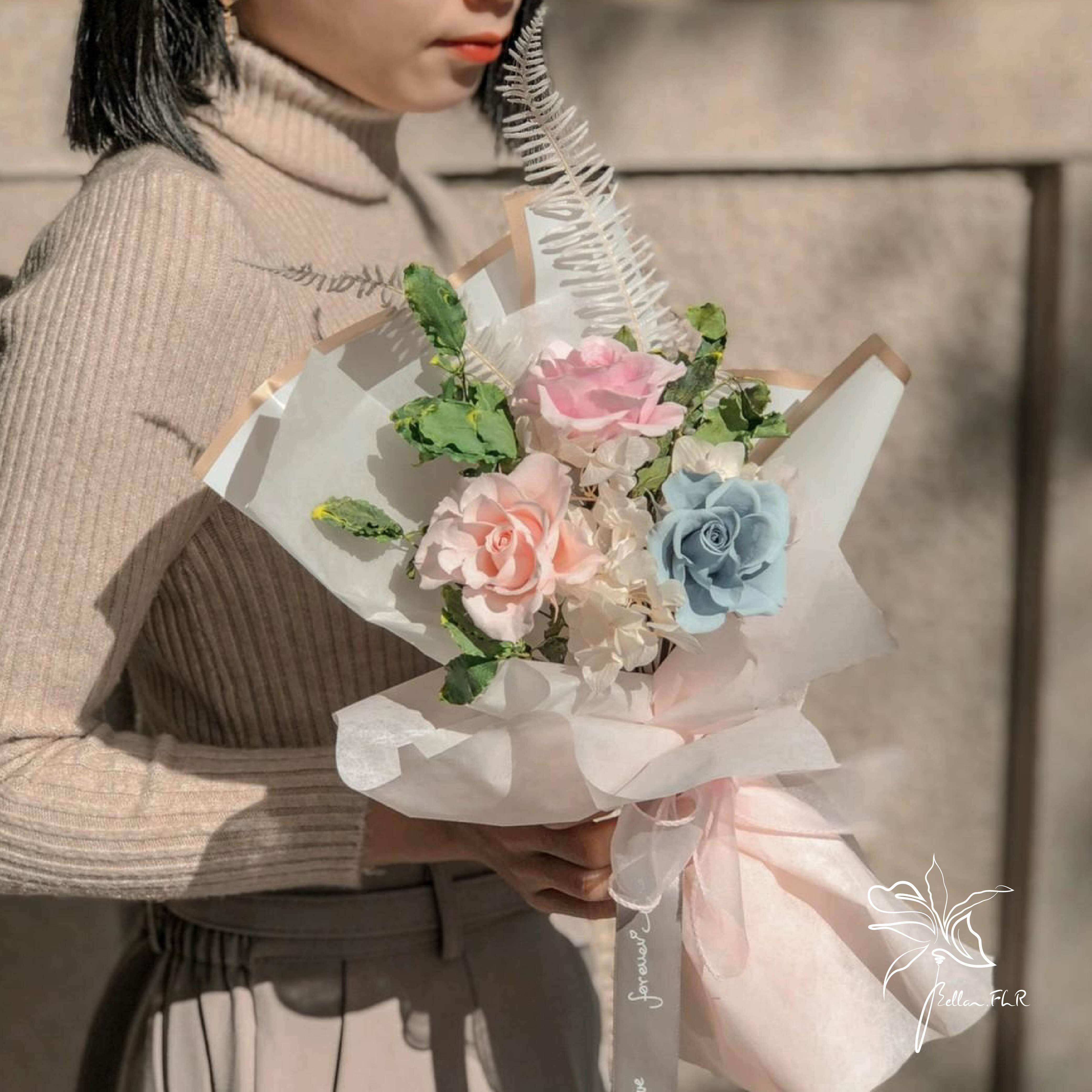 【玫瑰的溫柔】3朵永生玫瑰花束