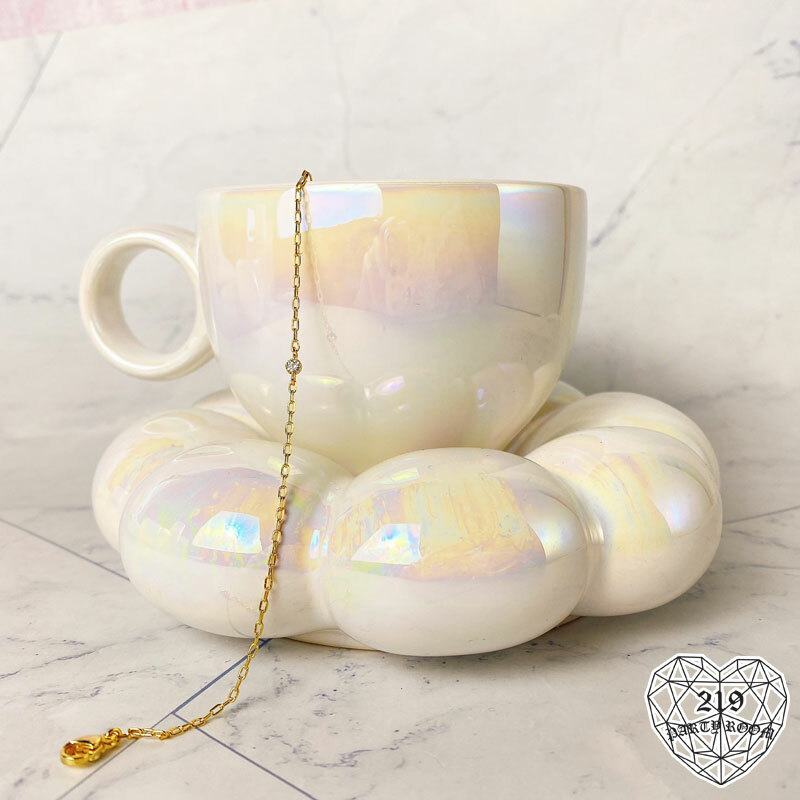 質感單鑽鍊條手鍊(純銀鍍真金)