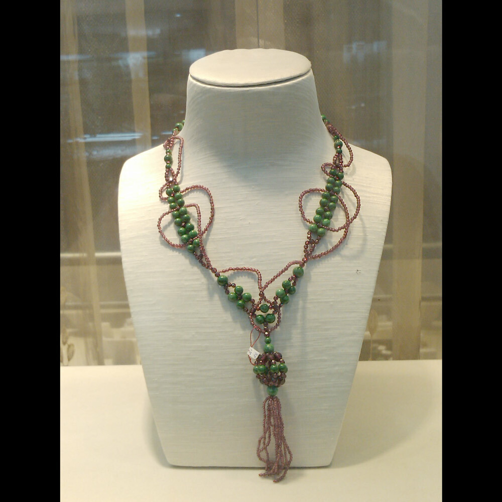 天然綠翡翠珠+紅石榴-項鍊-