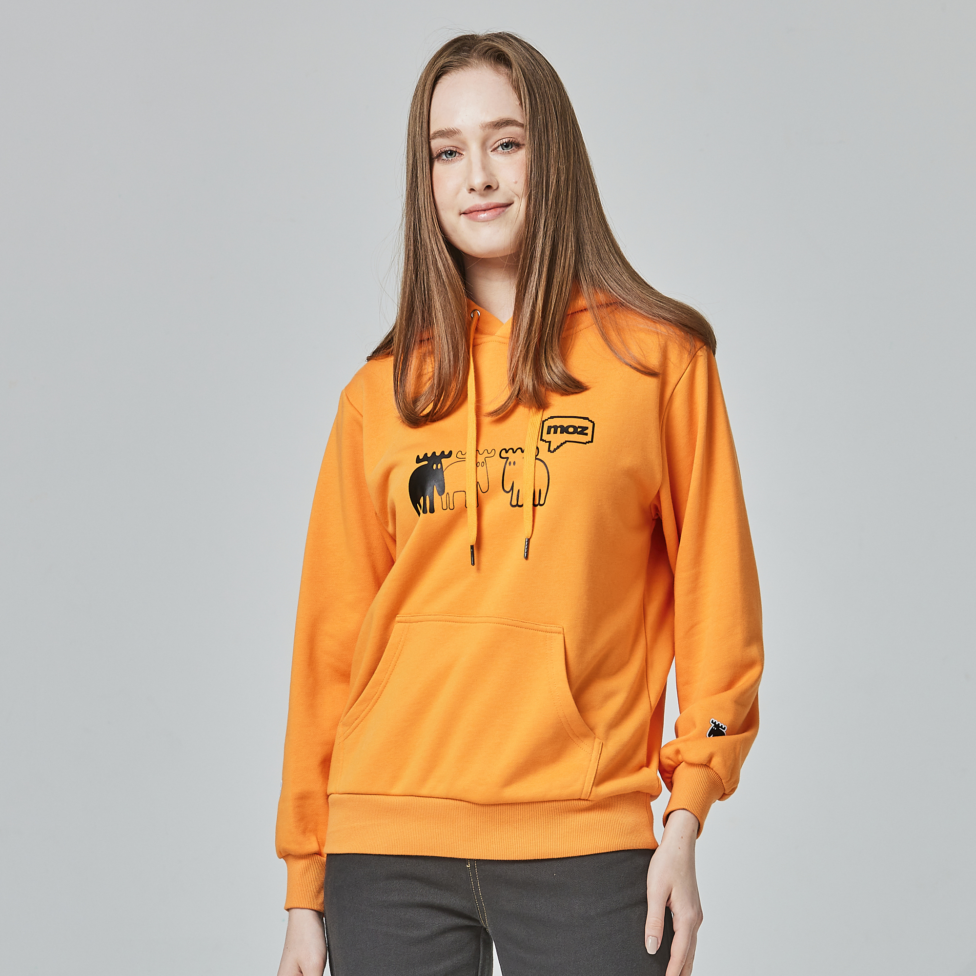 moz瑞典 排隊駝鹿印花帽T-愛馬仕橘(亞洲版) 男女款