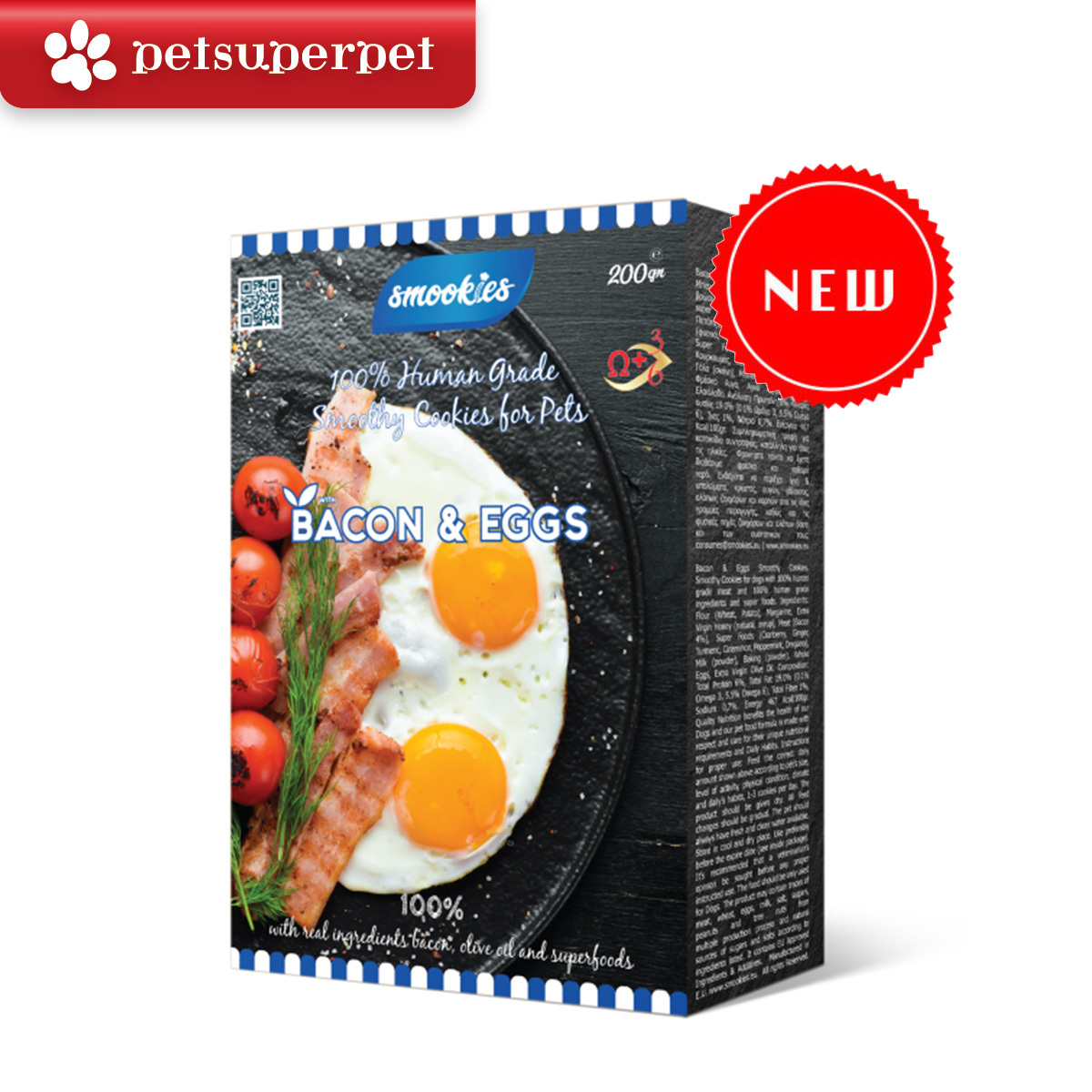 Smookies - 煙肉&雞蛋味寵物曲奇餅 200g  (該產品主要為狗零食)