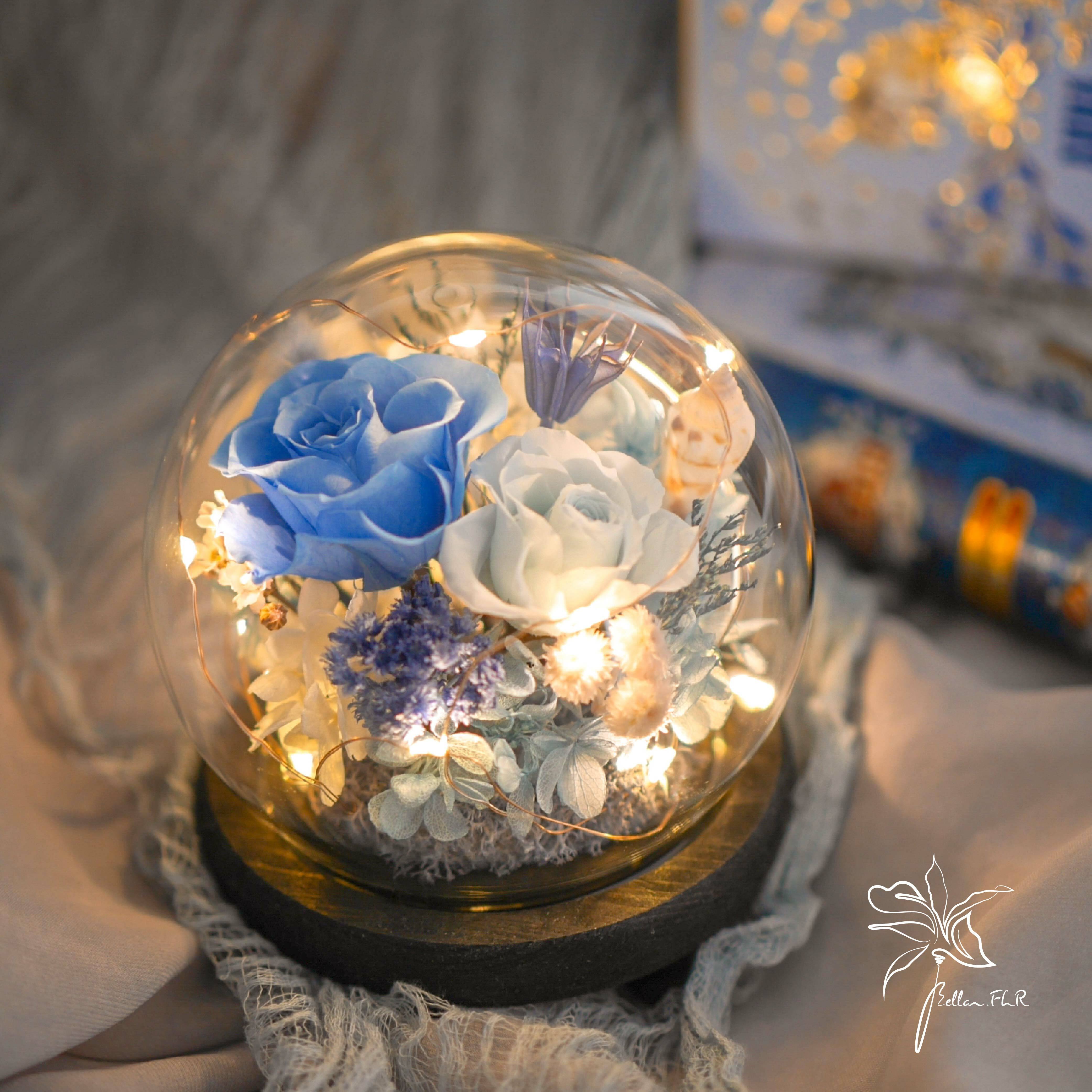 【海潮之戀】圓球玻璃花盅-小