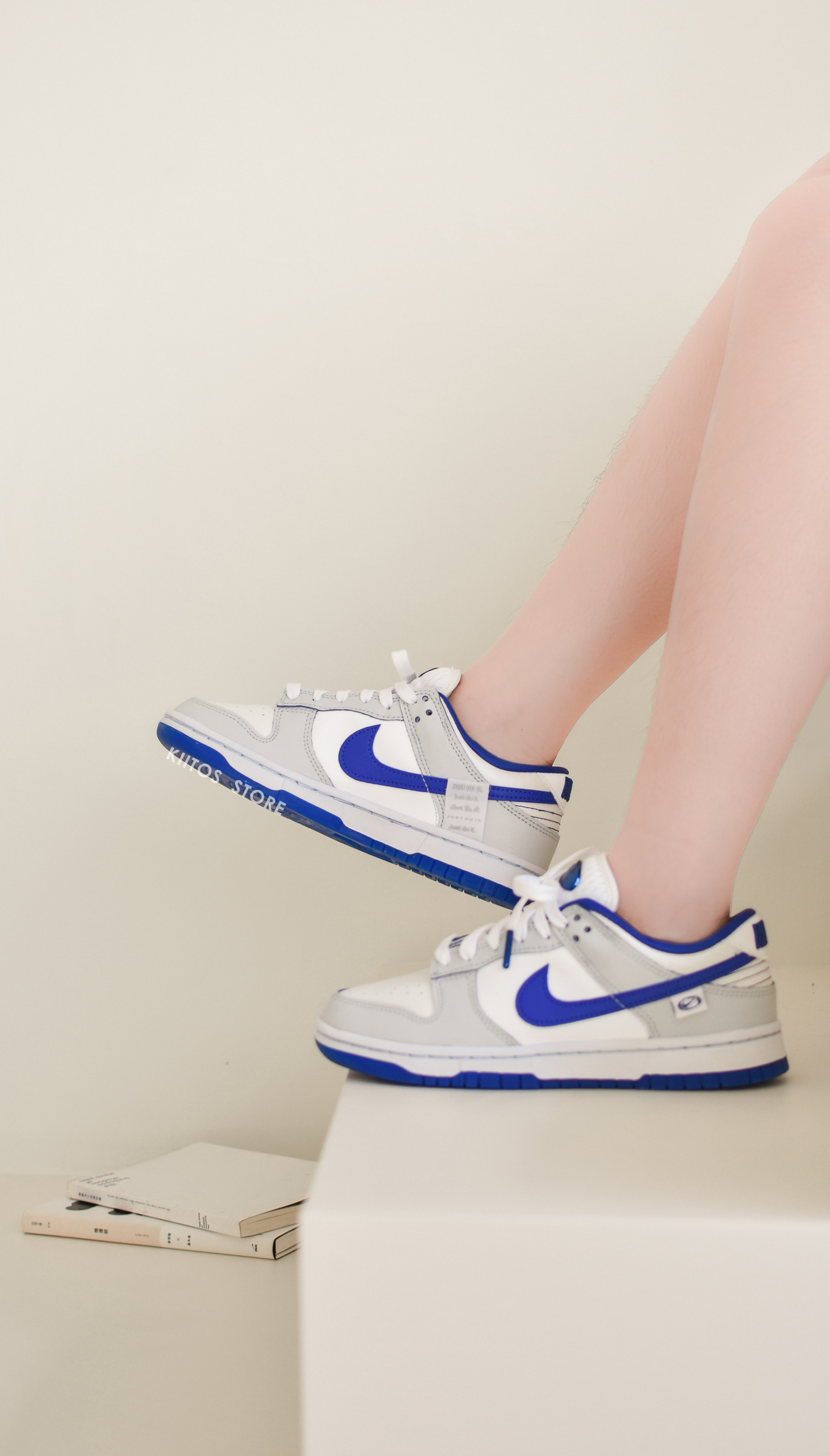 Nike Dunk Low 女鞋 白灰色 皇家藍 FB1841-110