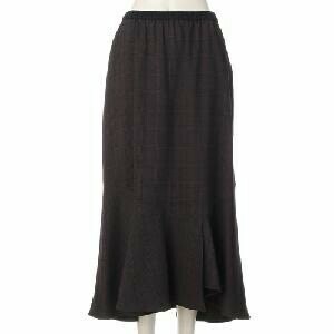 下擺荷葉細格裙