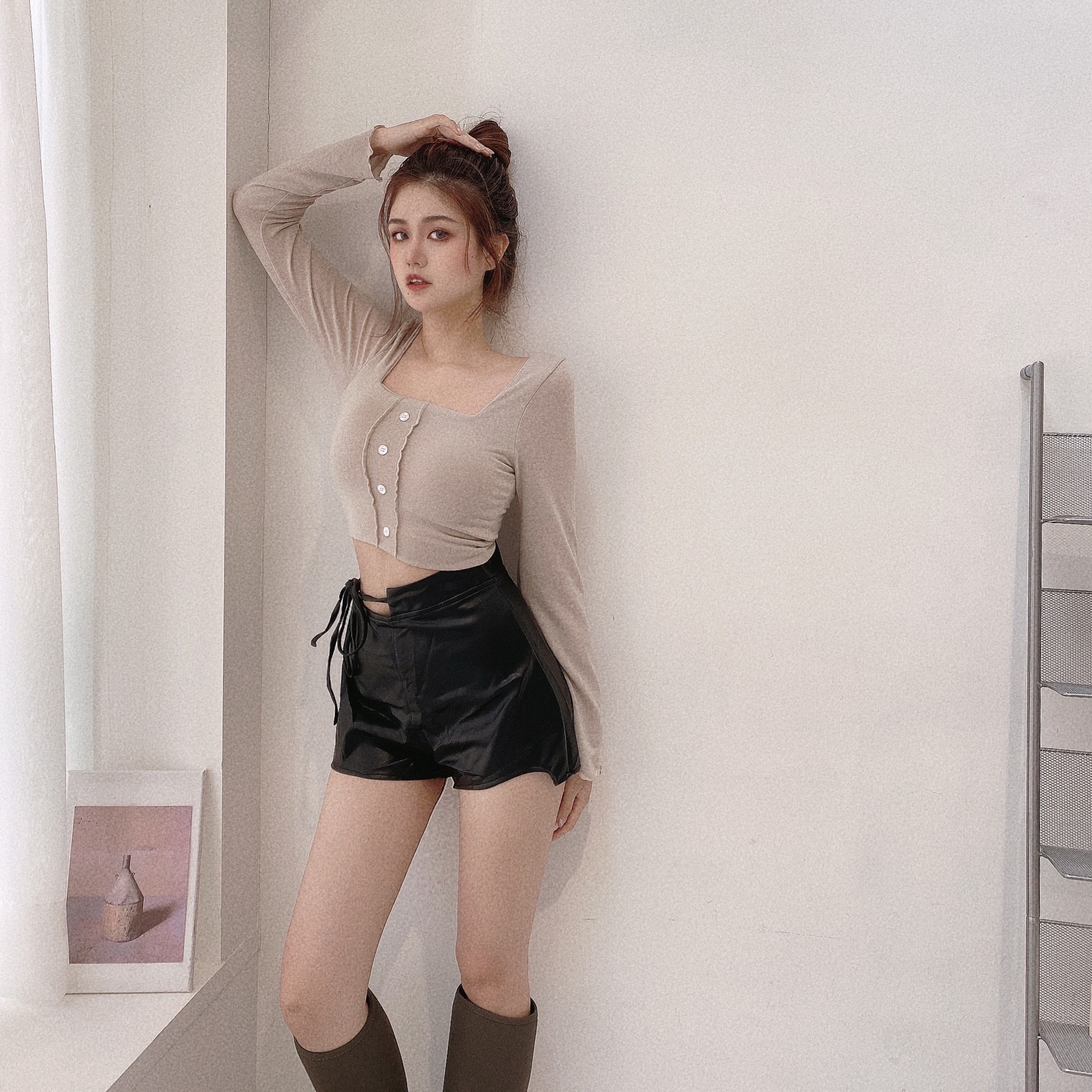 韓國彈棉訂製款木耳邊胸墊上衣/四色