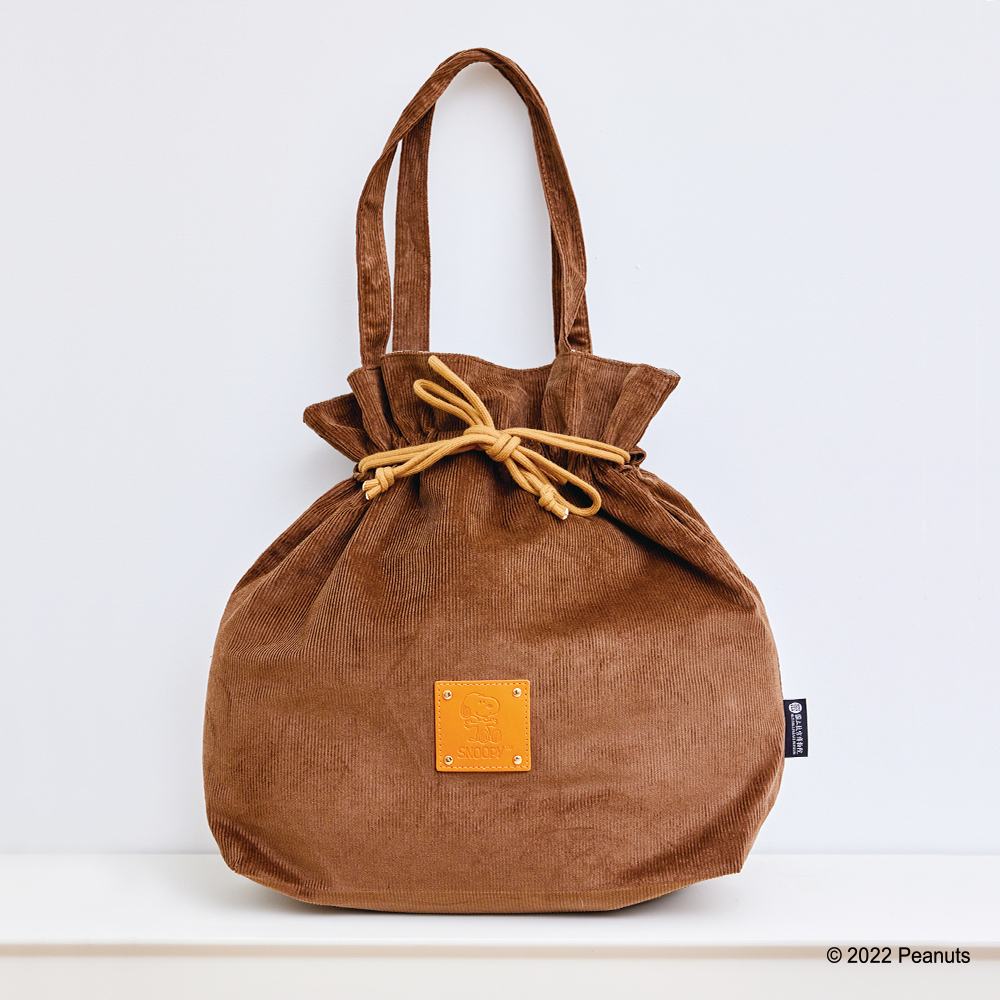 故宮×史努比 燈心絨束口托特包