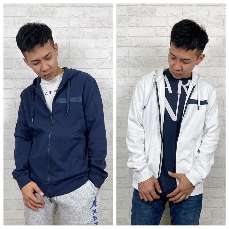 Armani Exchange AX 側邊橫條字母 毛巾布 連帽外套