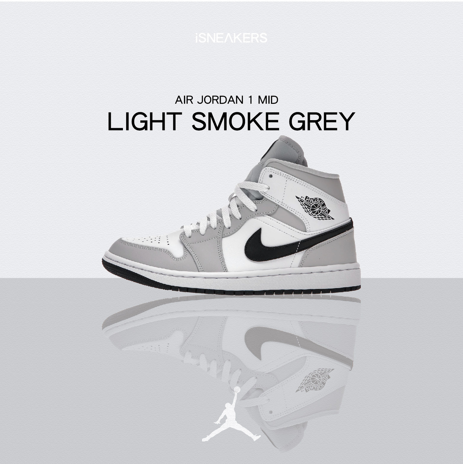 iSNEAKERS｜Air Jordan 1 Mid "Light Somke Grey" 煙灰小Dior BQ6472-015