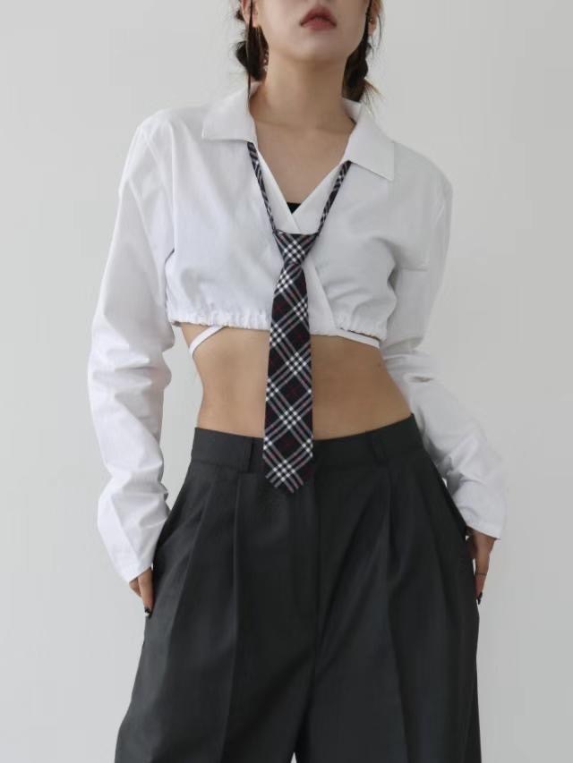 韓國 學院風 格紋 造型 領帶