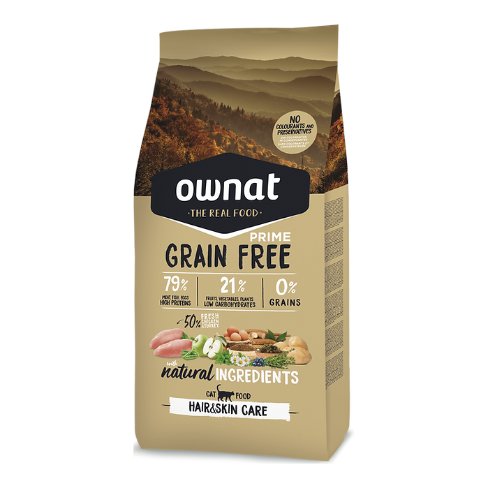 OWNAT PRIME 無穀物貓糧 - 放牧雞⾁+火雞 (⽪⽑靚)【Hair & Skin Care】1kg