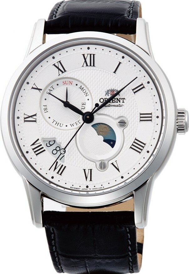 萬年鐘錶 - 東方錶  ORIENT   白面月象機械皮革男錶  RA-AK0008S  錶徑 42.5mm