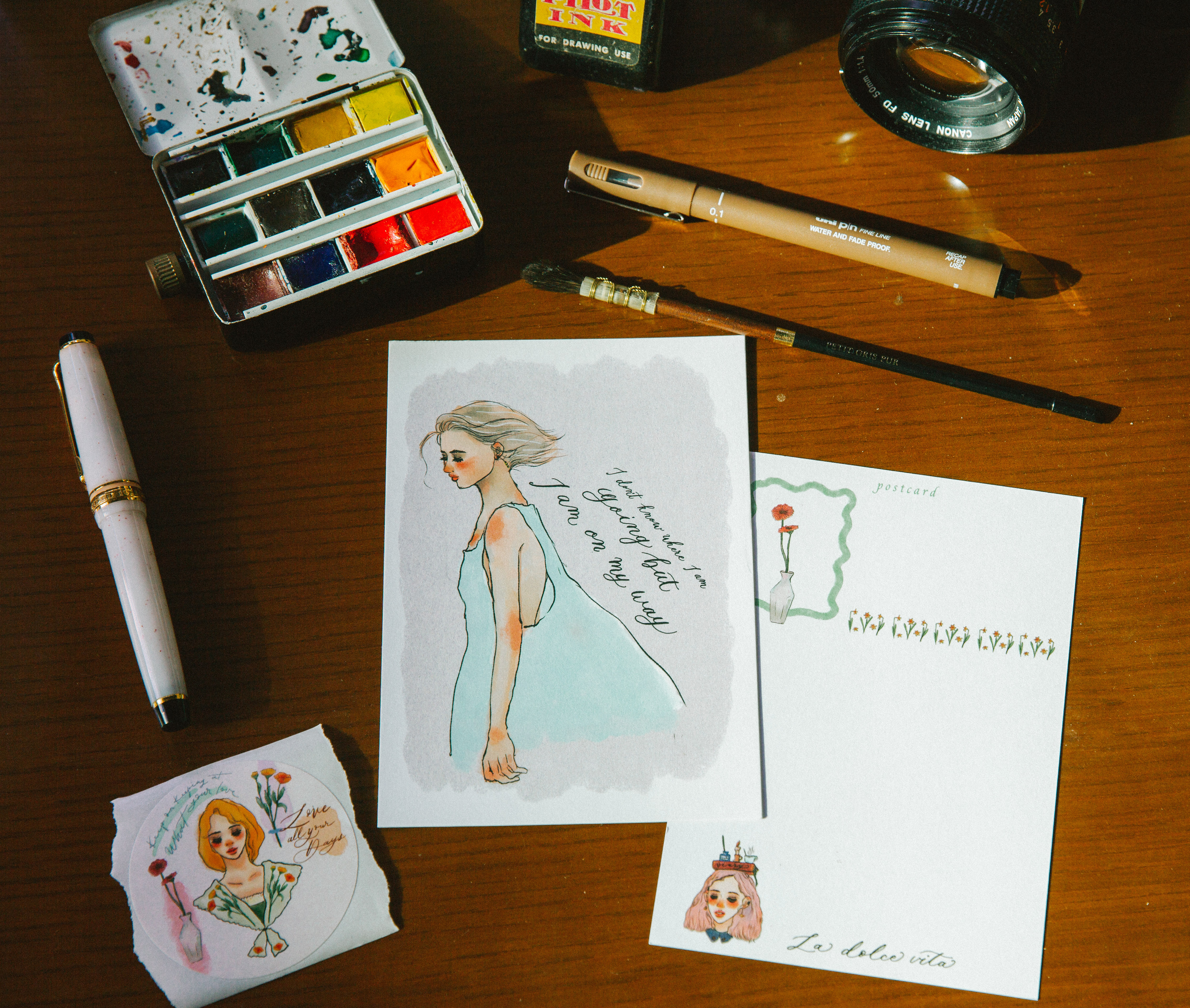 聽風看海女孩 明信片｜甜蜜生活