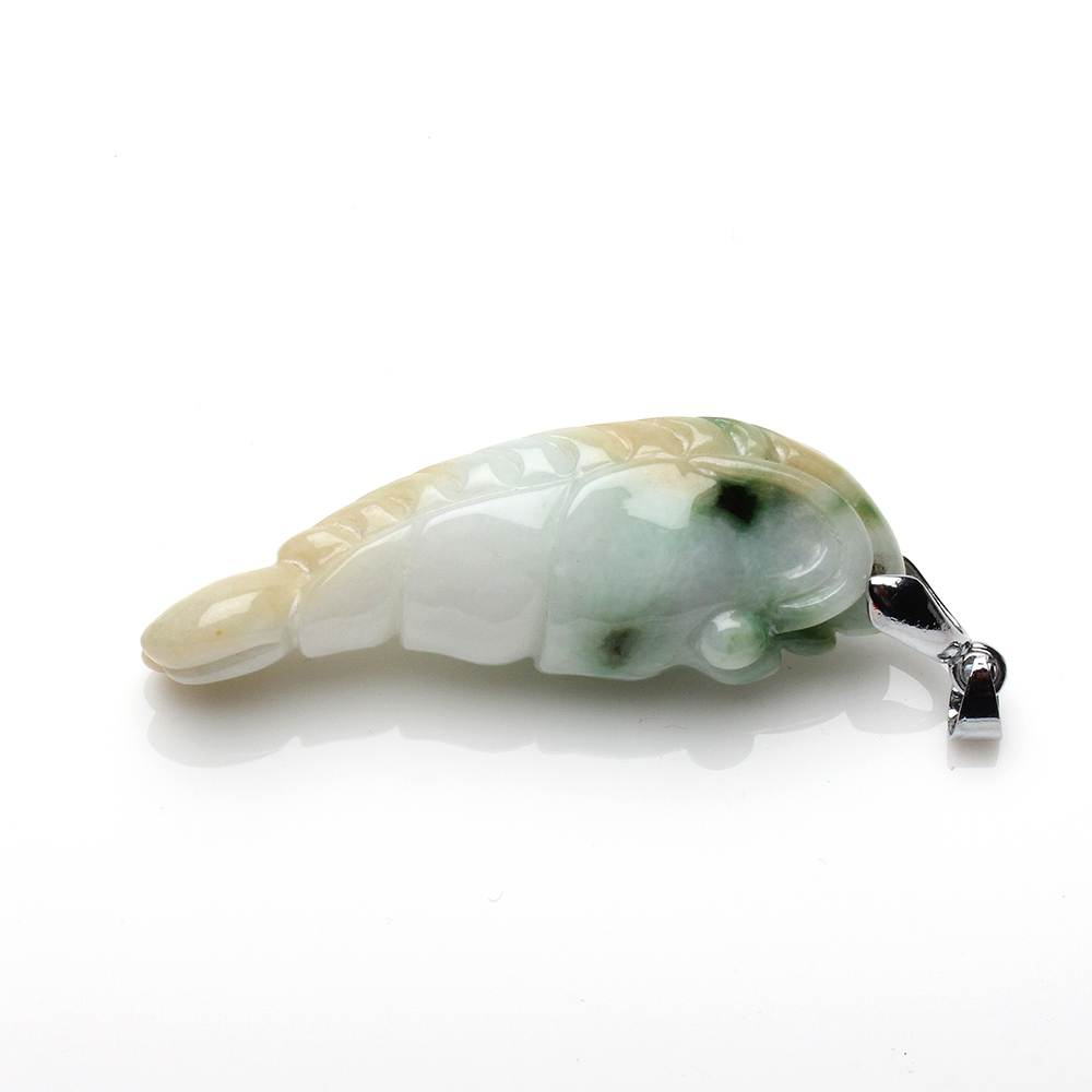 【雅紅珠寶】天然四彩翡翠項鍊-嚇嚇叫-蝦子-N0317