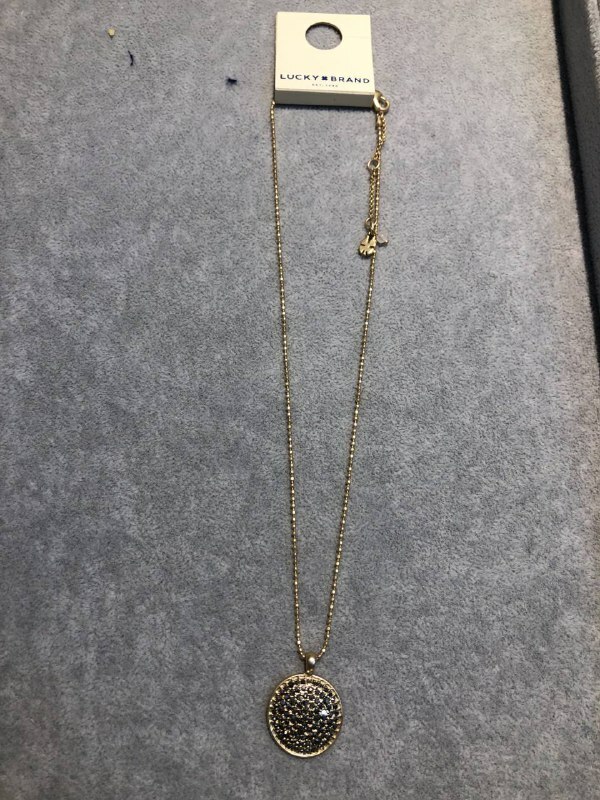 [S] LUCKY BRAND JWEL8140 PAVE PENDANT COIN NECKLACE, GOLD, 196200016221 (SLB12)