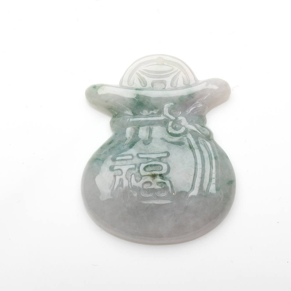 【雅紅珠寶】天然春帶彩翡翠項鍊-福袋錢袋-N0318