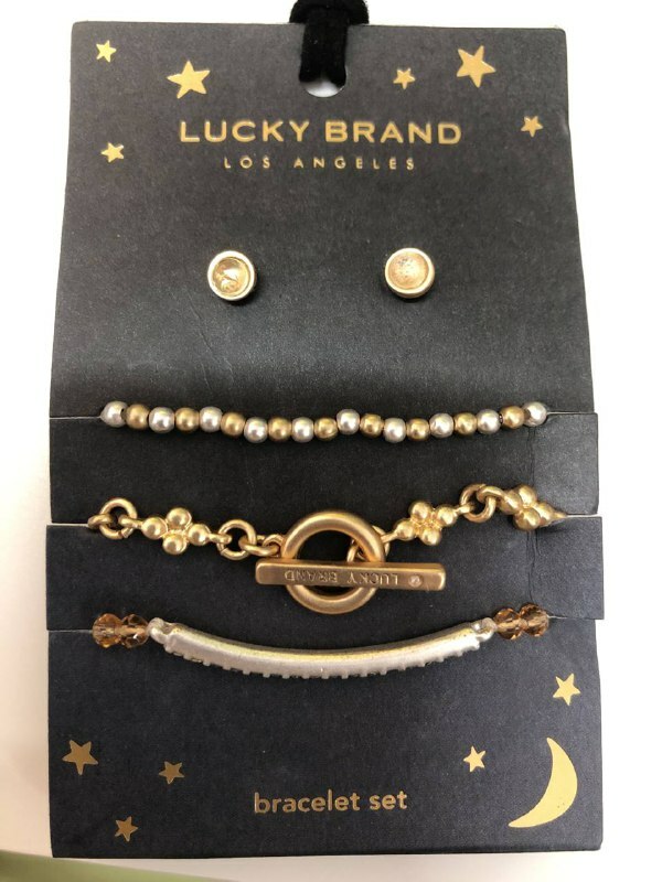 [S] LUCKY BRAND JWEL7553 BEAD CHAIN BRACELET SET, TWO TONE, 196200015965 (SLB13)