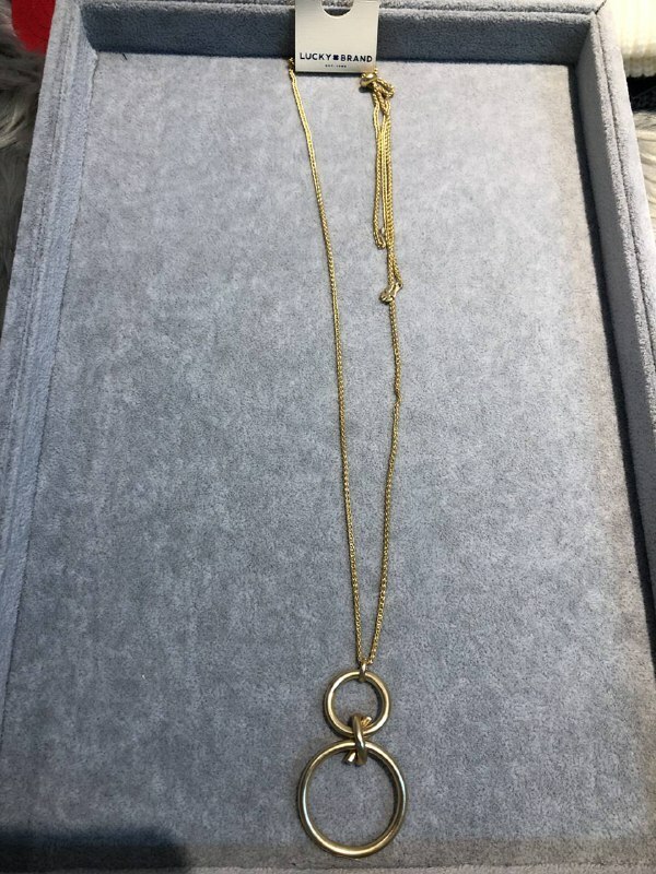 [S] LUCKY BRAND JWEL7326 DOUBLE LOOP KNOTTED DETAIL PENDANT, GOLD, 193315920498 (SLB14)