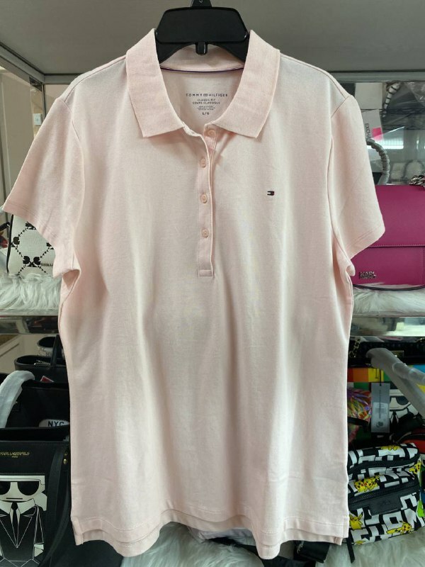 [S] TOMMY HILFIGER CLASSIC FIT ESSENTIAL STRETCH COTTON POLO,LIGHT PINK,7695226-662 (TH588)
