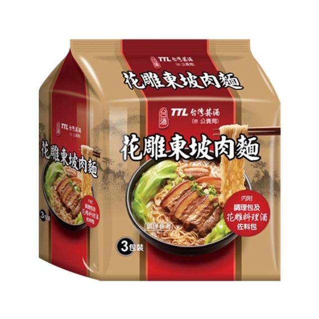 台酒泡麵 花雕東坡肉袋麵(3包/袋)