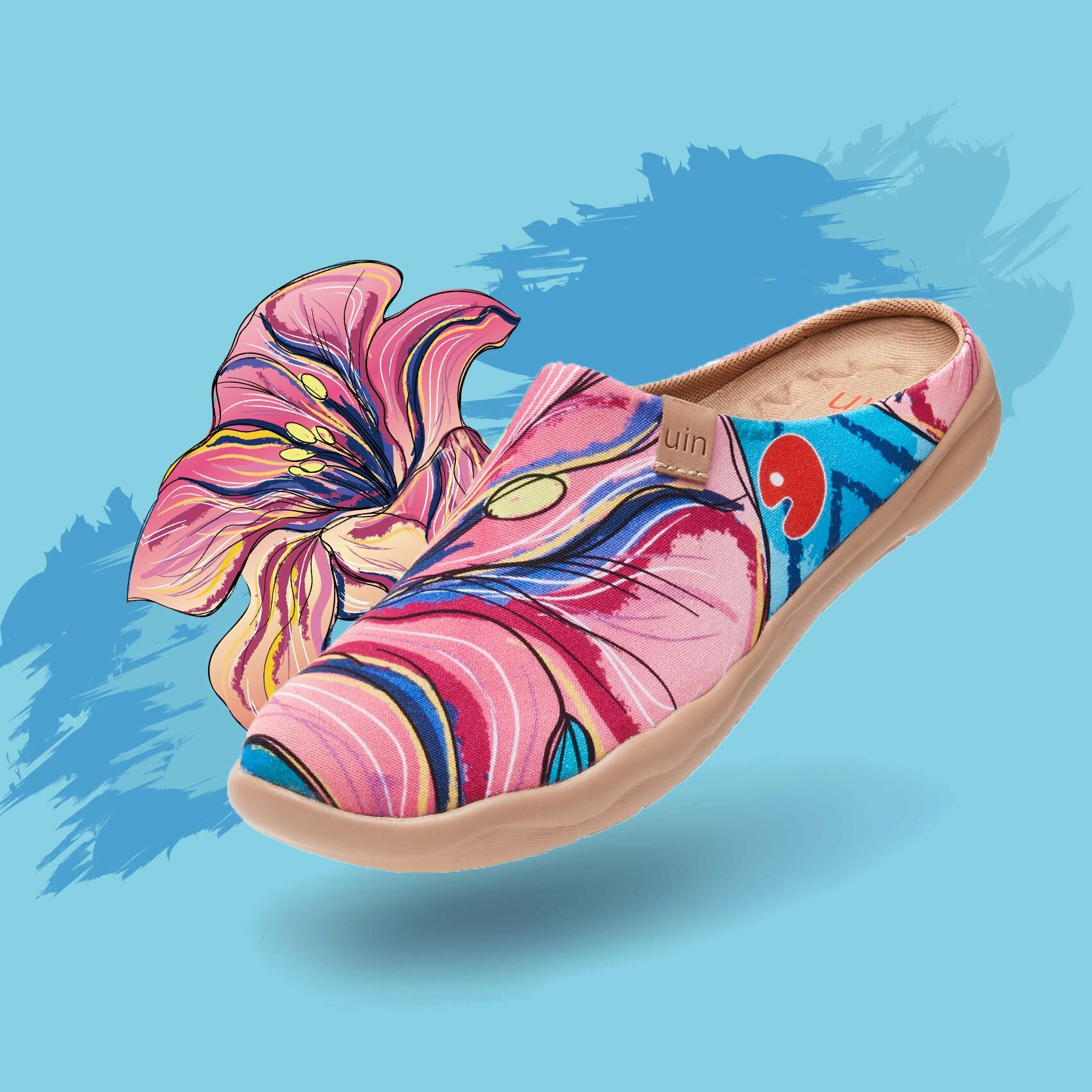 【 Uin 】西班牙原創設計 | 怒放百合2 半拖 女鞋 彩繪鞋 休閒鞋 懶人鞋