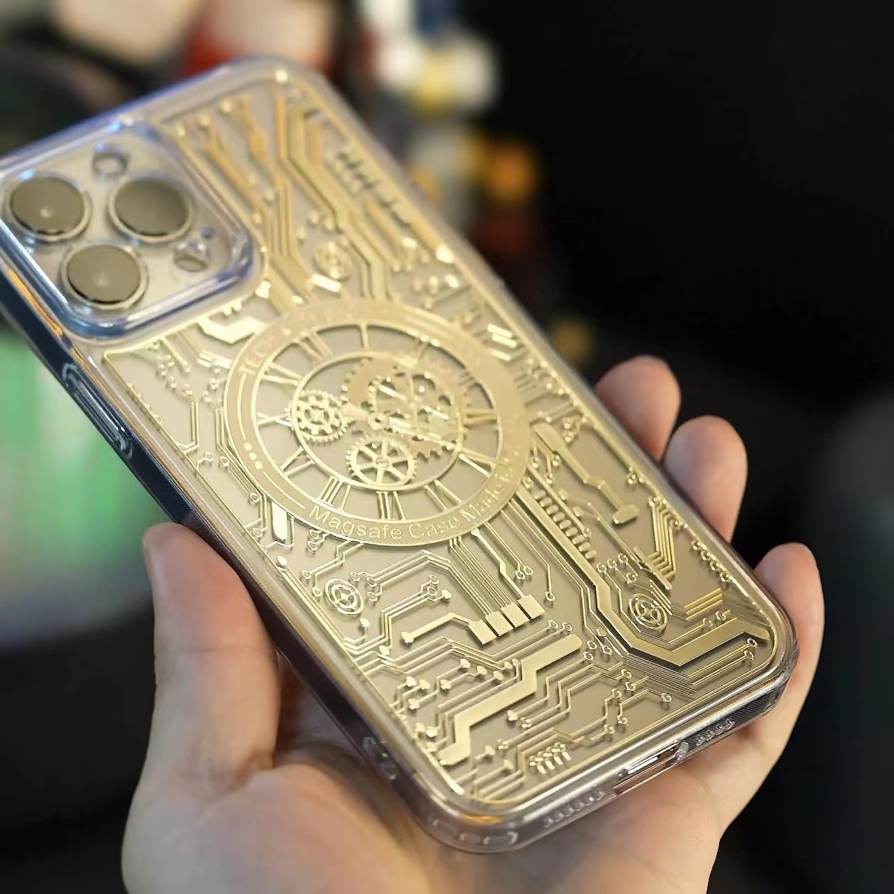 【塞博龐克風格】機械齒輪magsafe磁吸保護殼  金色/銀色/ 紫色 iPhone14系列/13系列/12系列