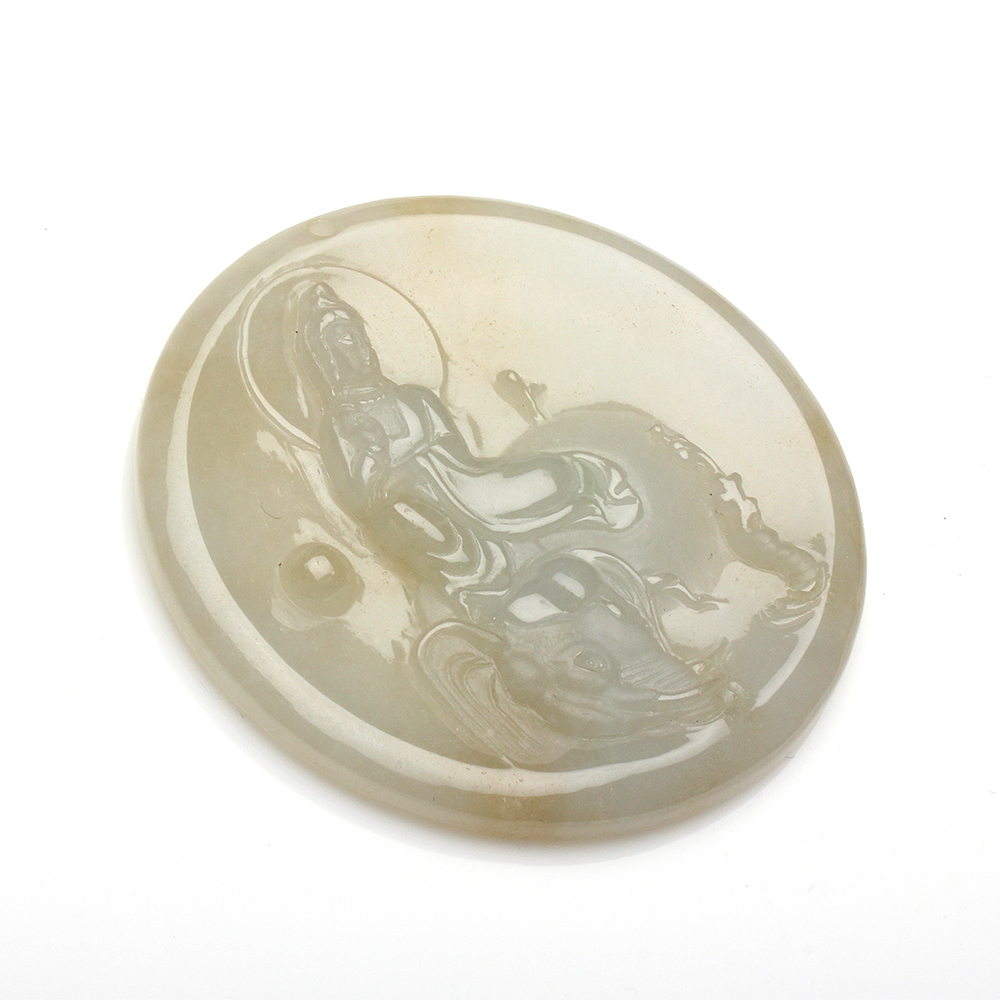 【雅紅珠寶】天然金黃翡翠項鍊-普賢菩薩-N0328