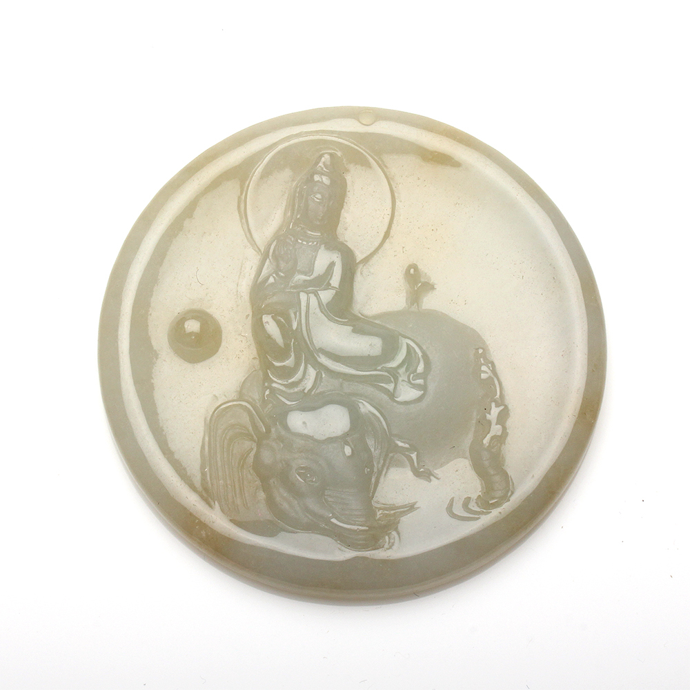 【雅紅珠寶】天然金黃翡翠項鍊-普賢菩薩-N0328