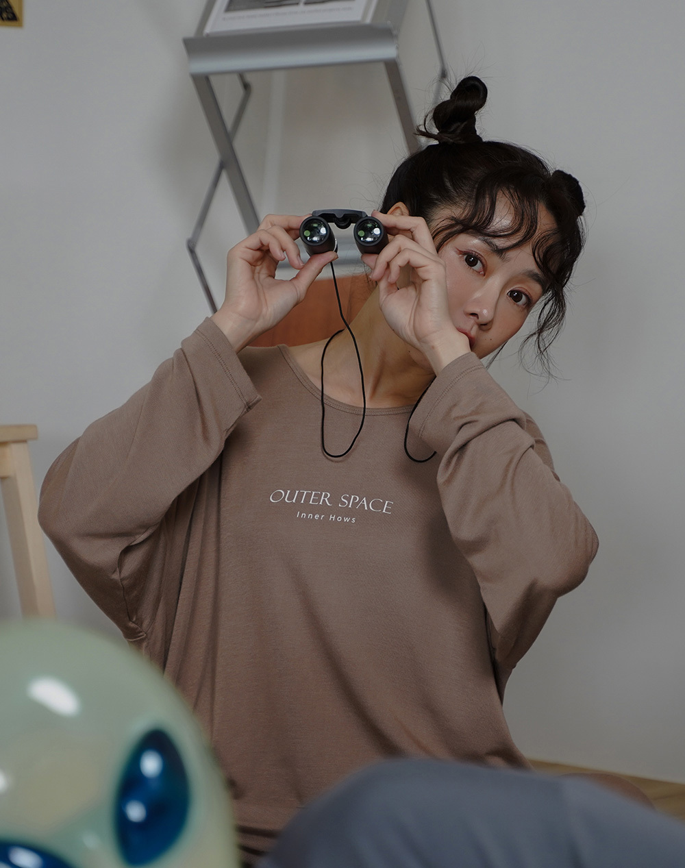 OuterSpace 長袖睡衣套裝 - 可可