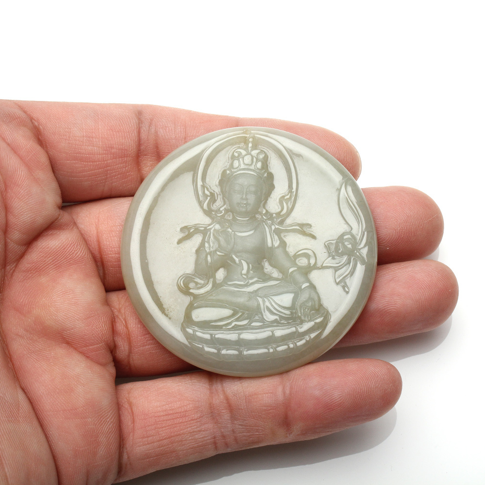 【雅紅珠寶】天然金黃翡翠項鍊-觀世音菩薩-自在-N0329