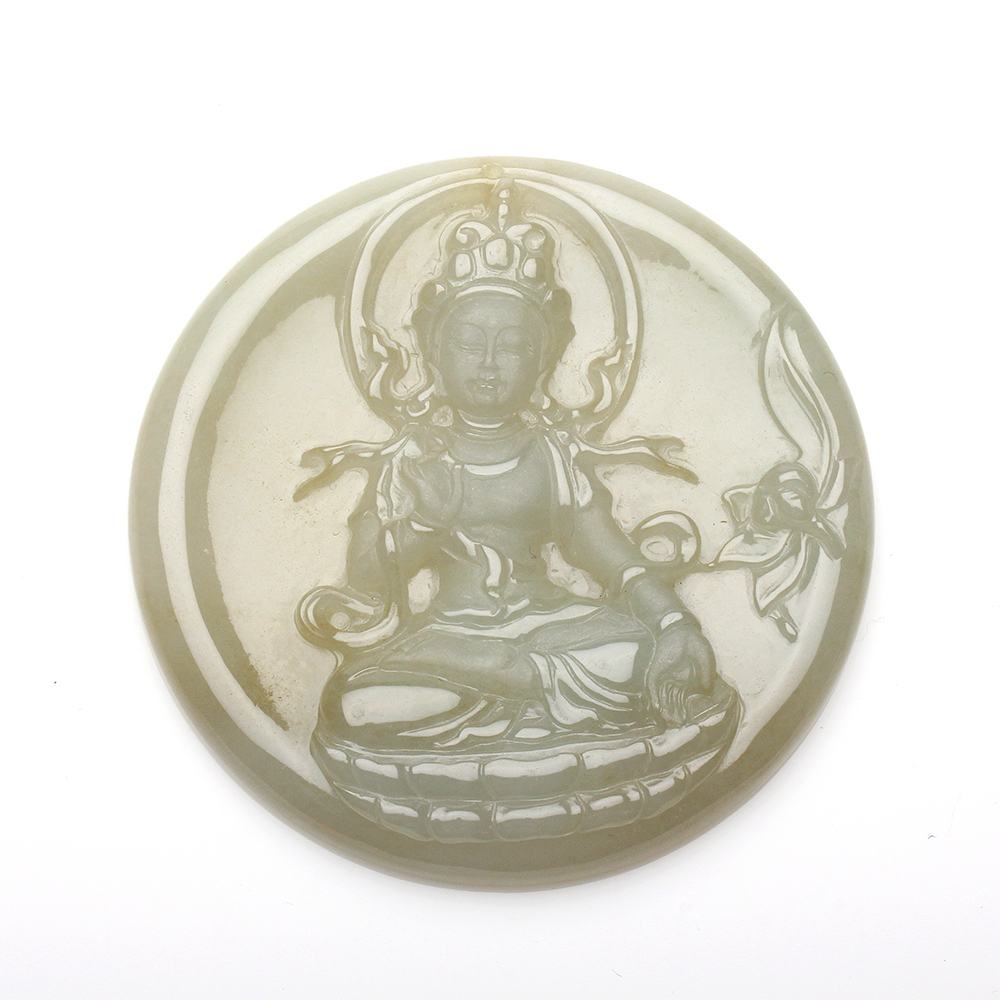 【雅紅珠寶】天然金黃翡翠項鍊-觀世音菩薩-自在-N0329