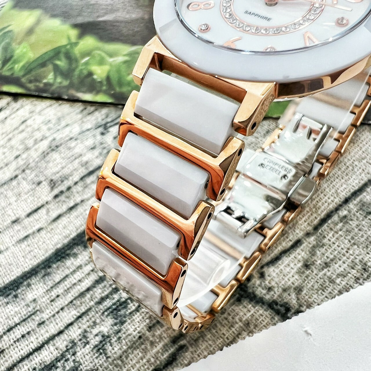 【TIVOLINA 小紅帽】白玫半陶瓷腕錶 MAT3712-G 39mm  現代鐘錶