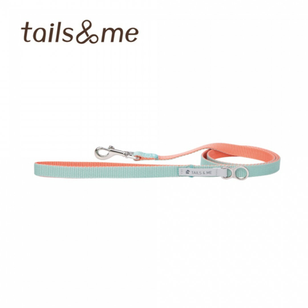 Tails & Me 尼龍拖帶 - 粉橘薄荷  XS  ( 寬1.2cm / 長110cm  )