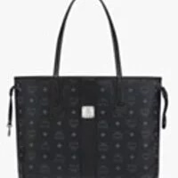 [S] MCM Reverseble Visetos Shopper Bag (Medium), Black, MWPCSVI01BK001 (SMCM22)