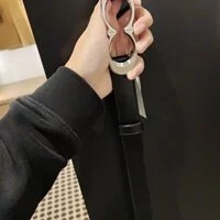 [S] COACH C1725 KSG C BUCKLE LEATHER BELT,SILVER/BLACK, 195031288005 (SCO83)