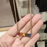 [S] COACH CD809 OUTLET LOGO VARSITY NECKLACE, GOLD/MULTI, 889295487129 (SCO84)