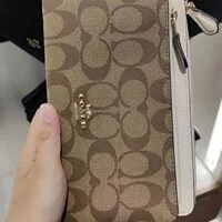 [S] COACH C5576 DOUBLE ZIP WALLET IN SIGNATURE CANVAS, IM/KHAKI/CHALK, 195031298127 (SCO90)
