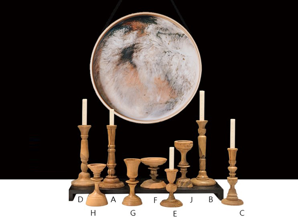 原木煙燻燭台擺飾