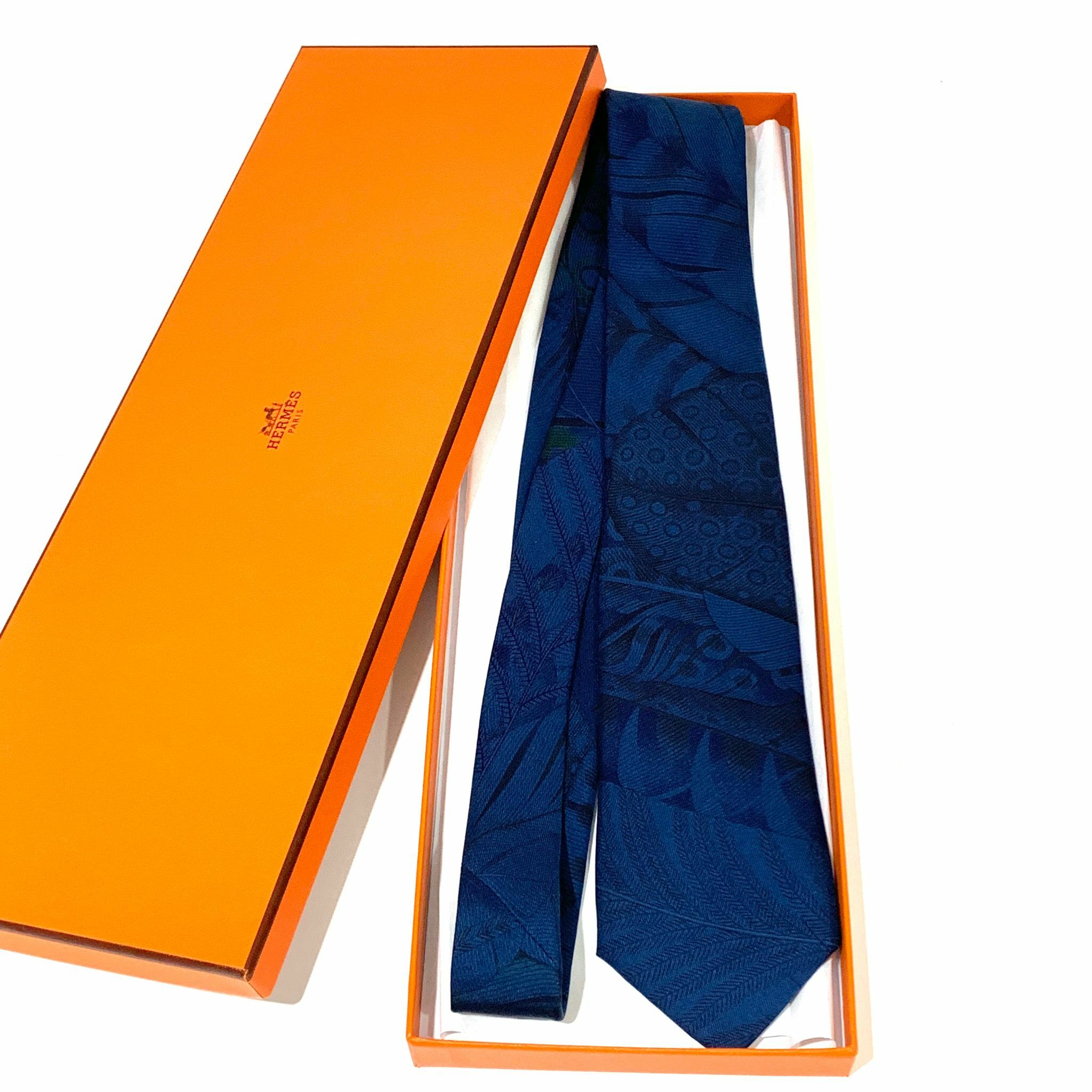 全新HERMES領呔  60 藍色真絲Tie 7 Faconnee Upside Down tie #BRAND NEW#香榭站正品