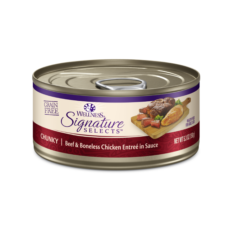 (6罐5.3oz@$24.5) Wellness Signature 無穀物 牛肉雞肉絲 (深紅)