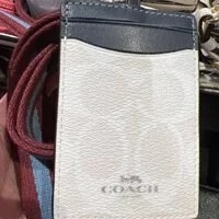 [S] COACH CB858 SIGNATURE BLK PVC LANYARD ID,CHALK/MIDNIGHT NAVY MULTI, 195031678370 (SCO116)