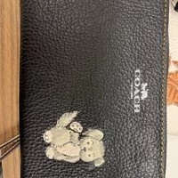 [S] COACH CC434 CORNER ZIP WRISTLET WITH HAPPY DOG,SILVER/BLACK MULTI, 195031690822 (SCO122)