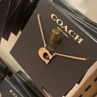 [S] COACH 91433 PAVE SIGNATURE NECKLACE,ROSE GOLD, 889295384633 (SCO126)