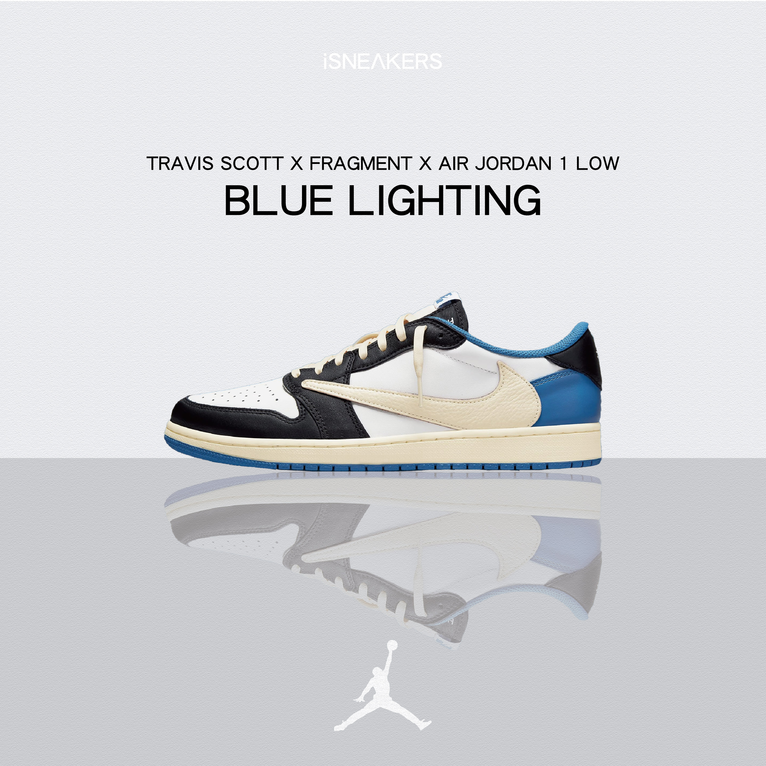 iSNEAKERS｜ Travis Scott Fragment Air Jordan 1 藤原浩倒勾 閃電藍 DM7866-140
