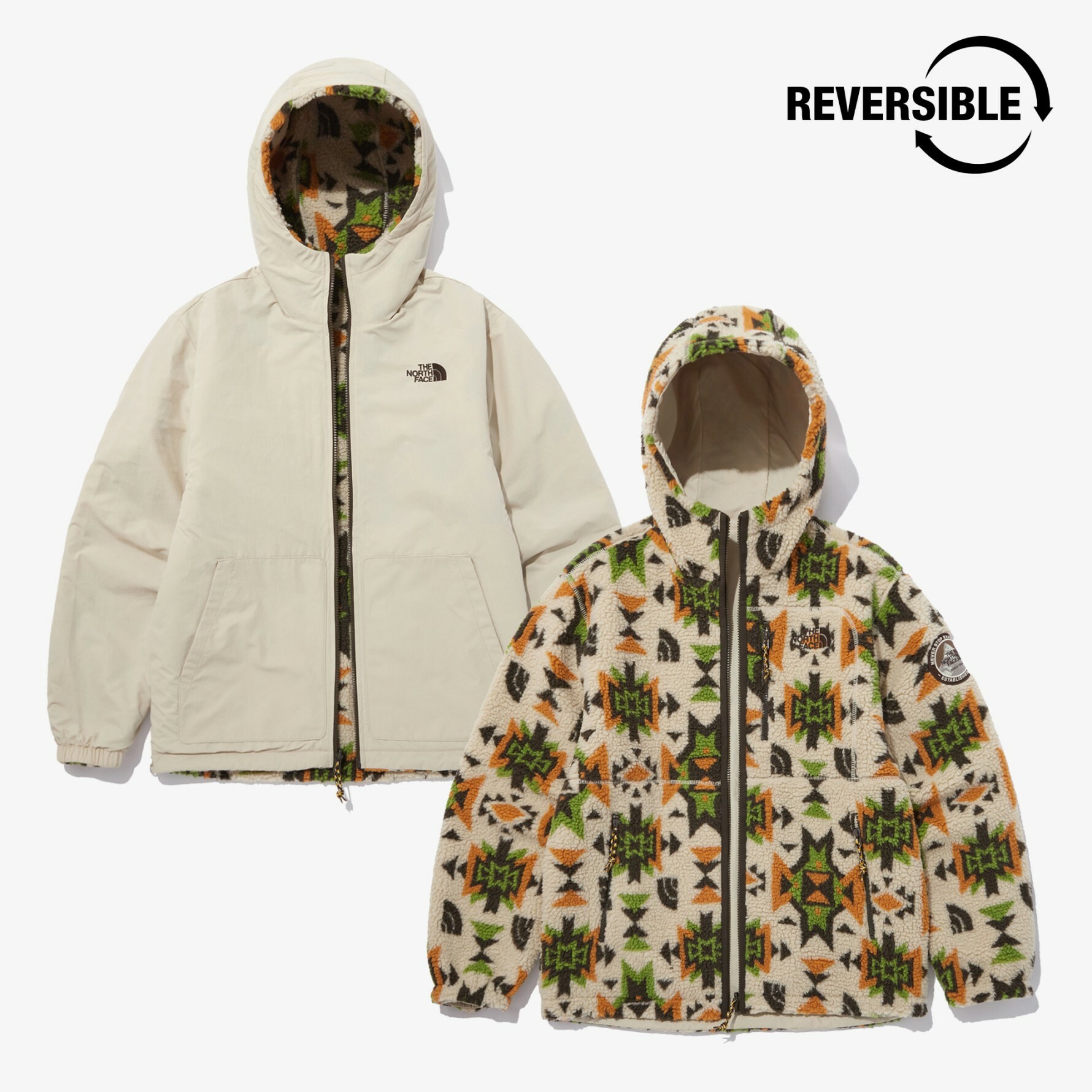 THE NORTH FACE NOVELTY DIXIE RVS  雙面穿 連帽外套 奶油 NJ4FN71B