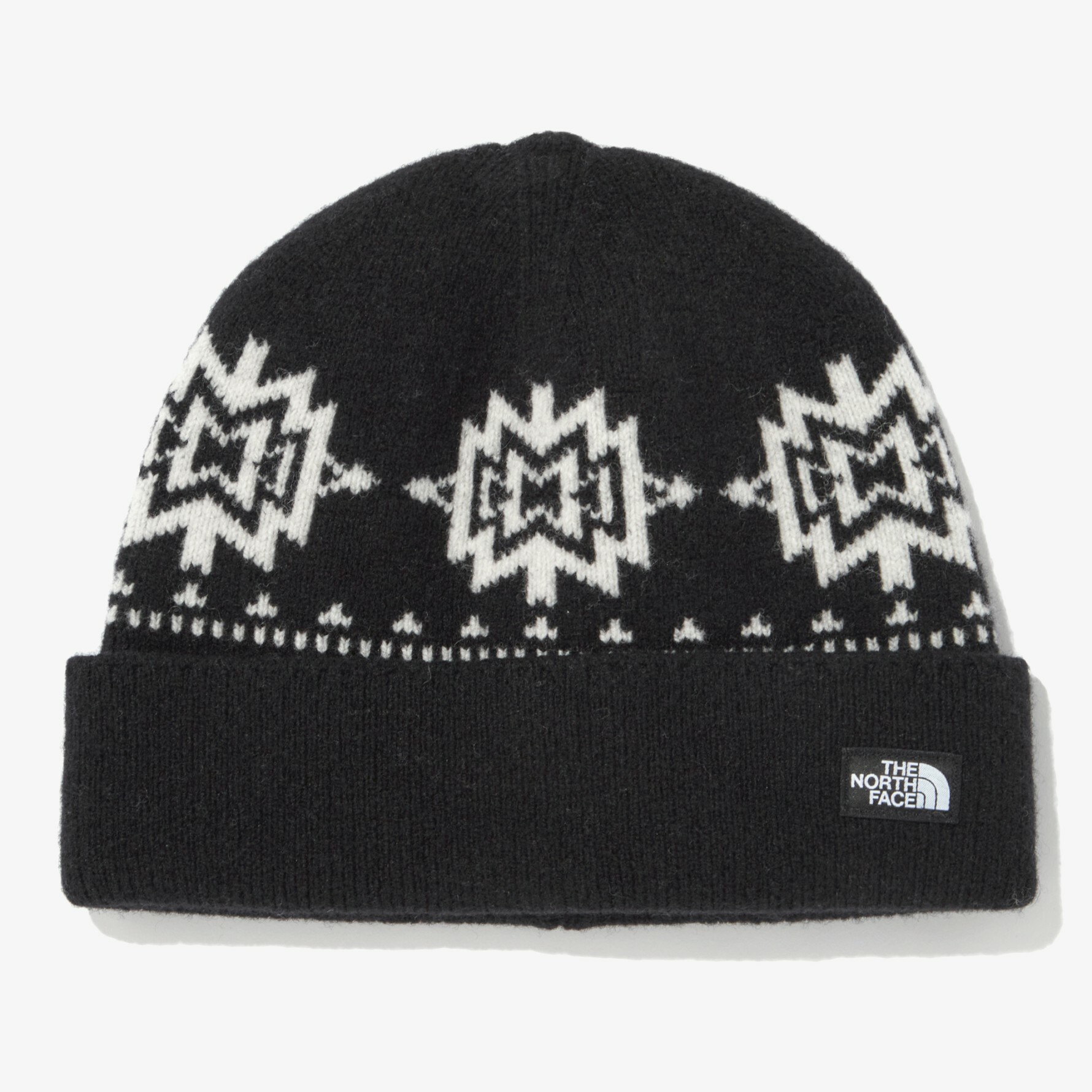 THE NORTH FACE 民族風 圖騰 羊毛 針織毛帽 黑 NE3BN55A