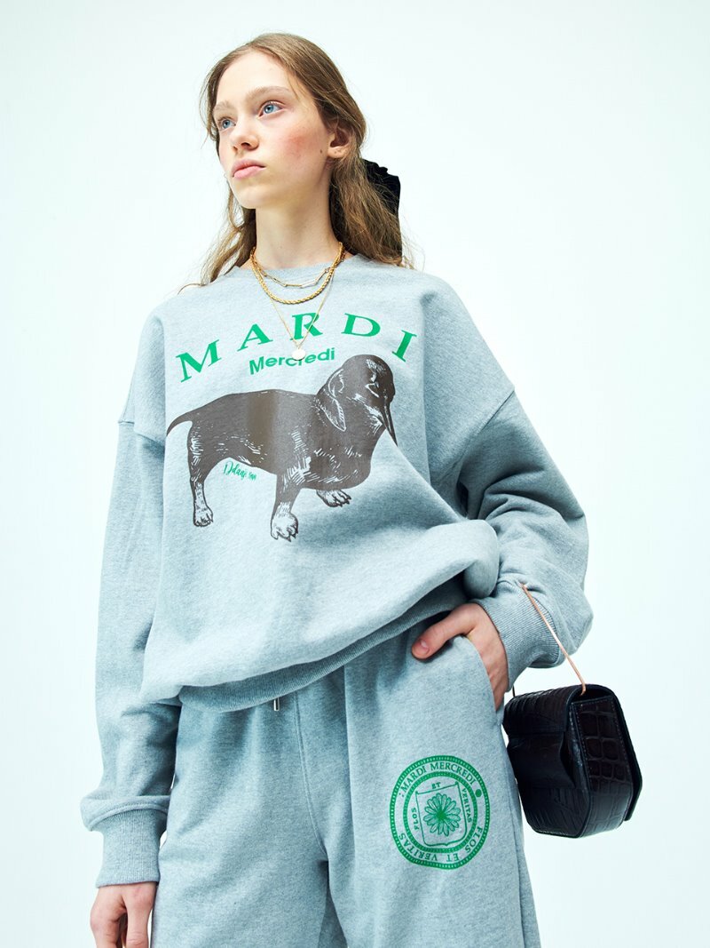 MARDI MERCREDI White Contrast Print Cotton Sweatshirt