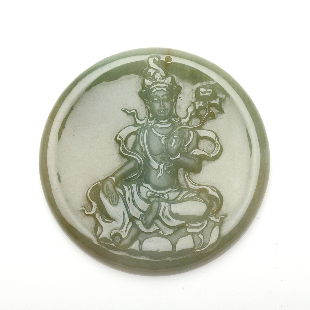 【雅紅珠寶】天然湖水綠翡翠項鍊-觀世音菩薩-臥蓮觀音-N0334