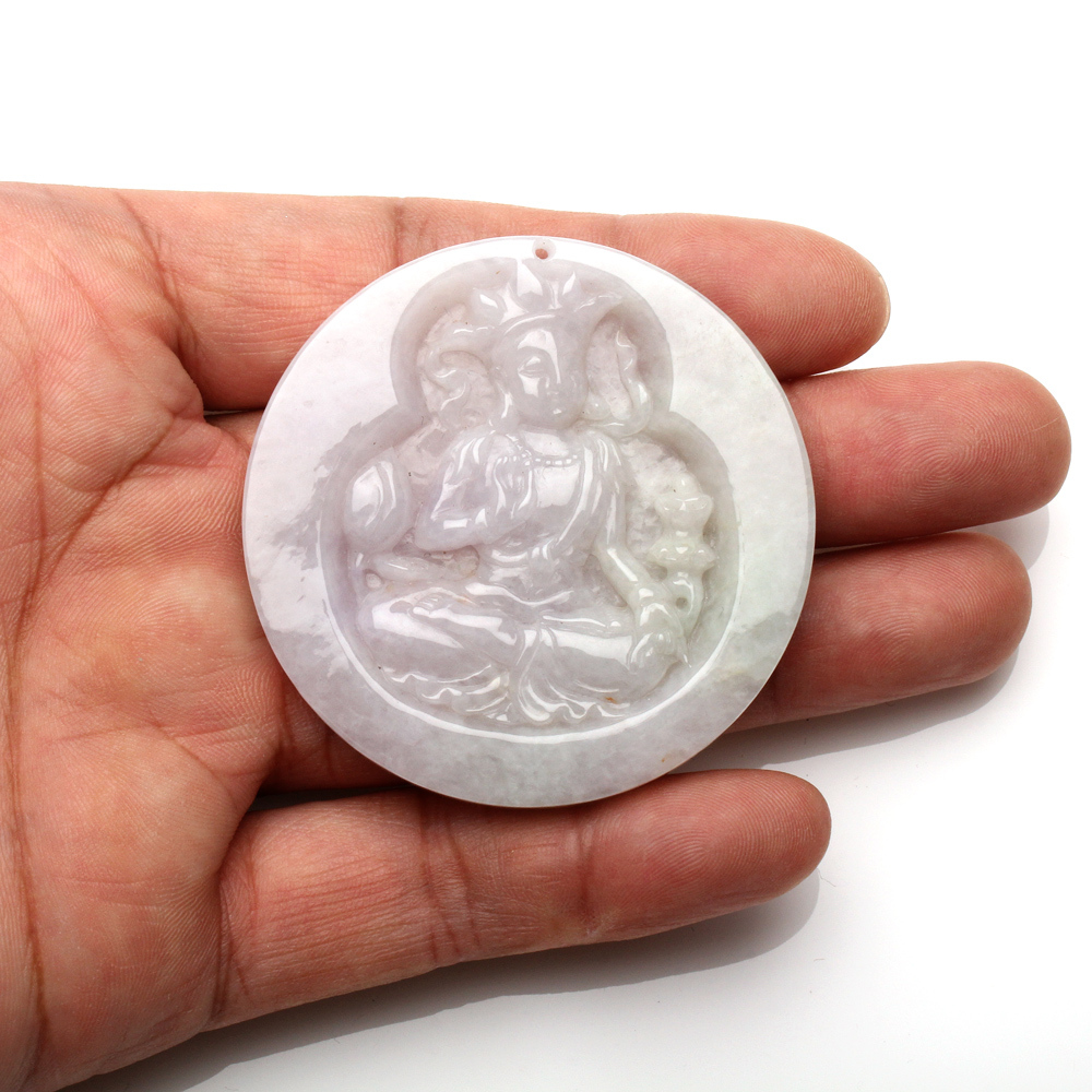 【雅紅珠寶】天然紫蘿蘭翡翠項鍊-自在觀世音菩薩-N0335