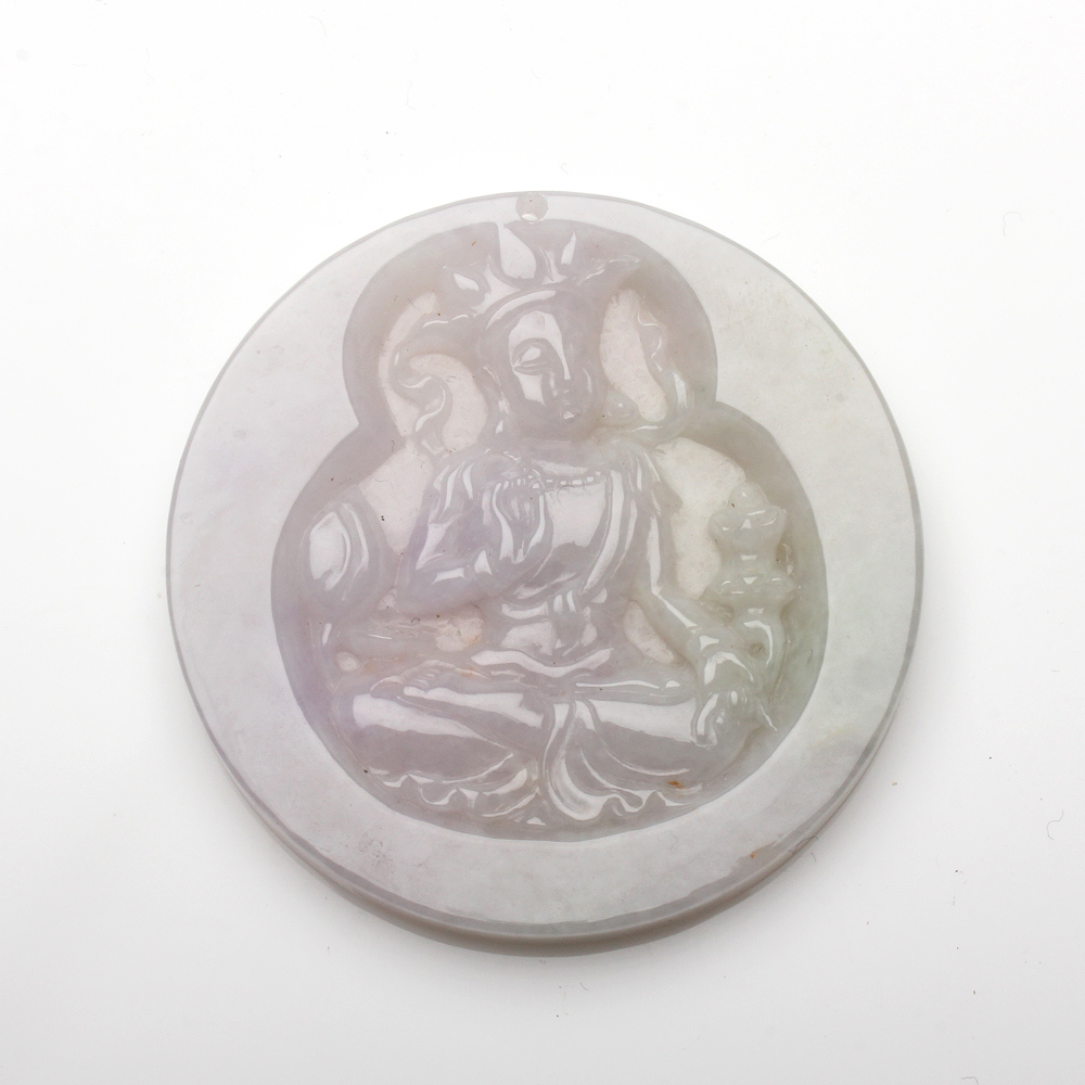 【雅紅珠寶】天然紫蘿蘭翡翠項鍊-自在觀世音菩薩-N0335